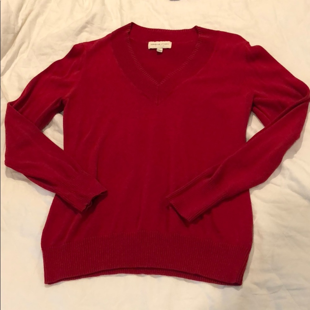 Adrienne Vittadini red V neck sweater